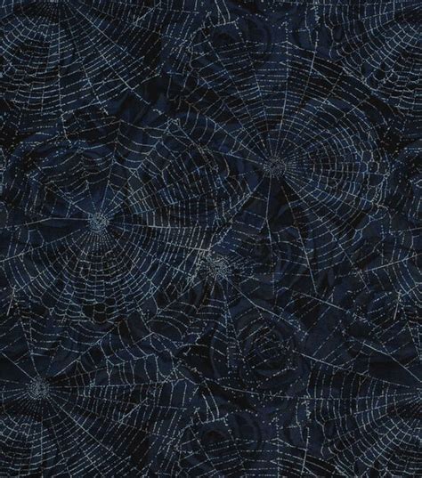 Spider Webs on Black Halloween Cotton Fabric 